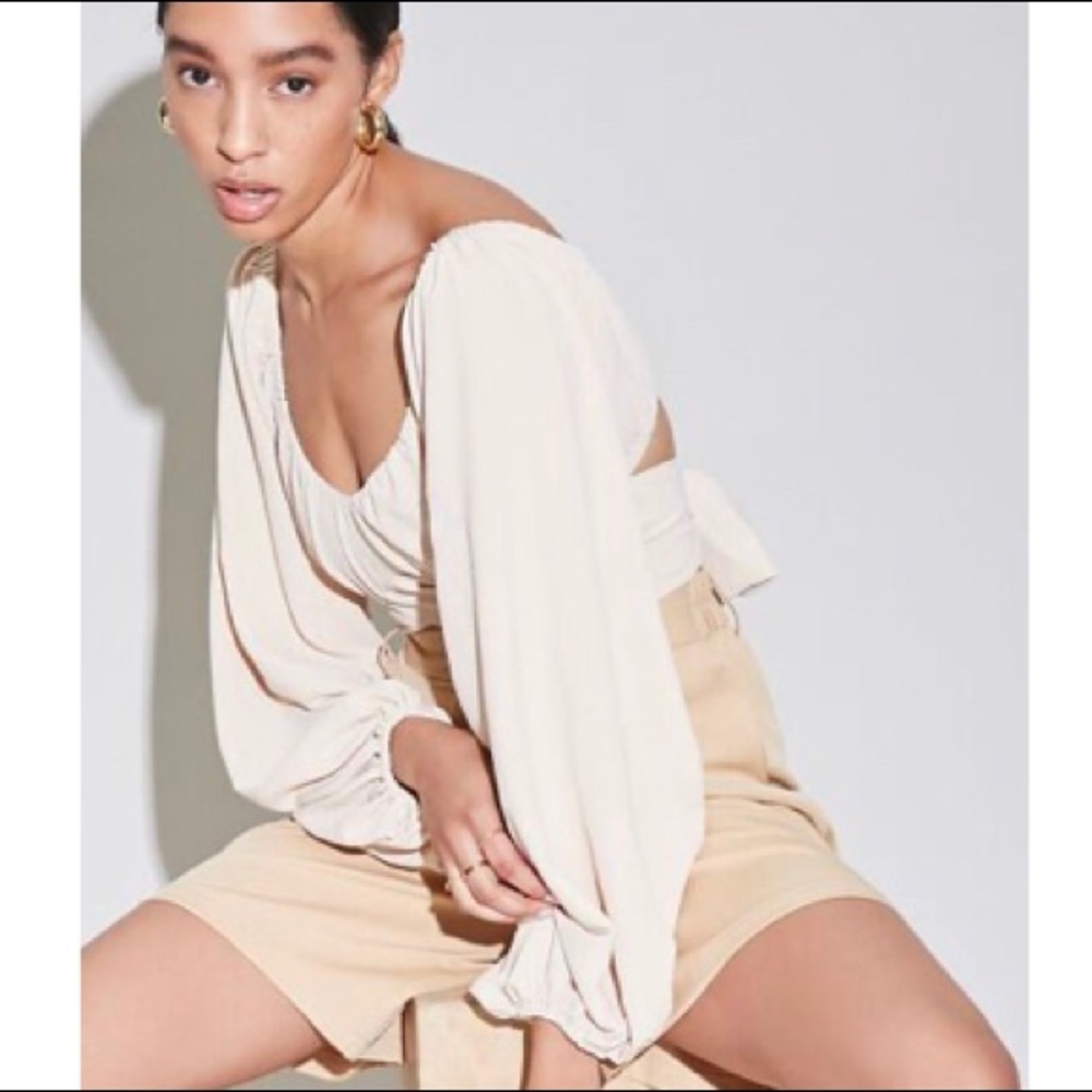Forever 21 tan tie-back crop top